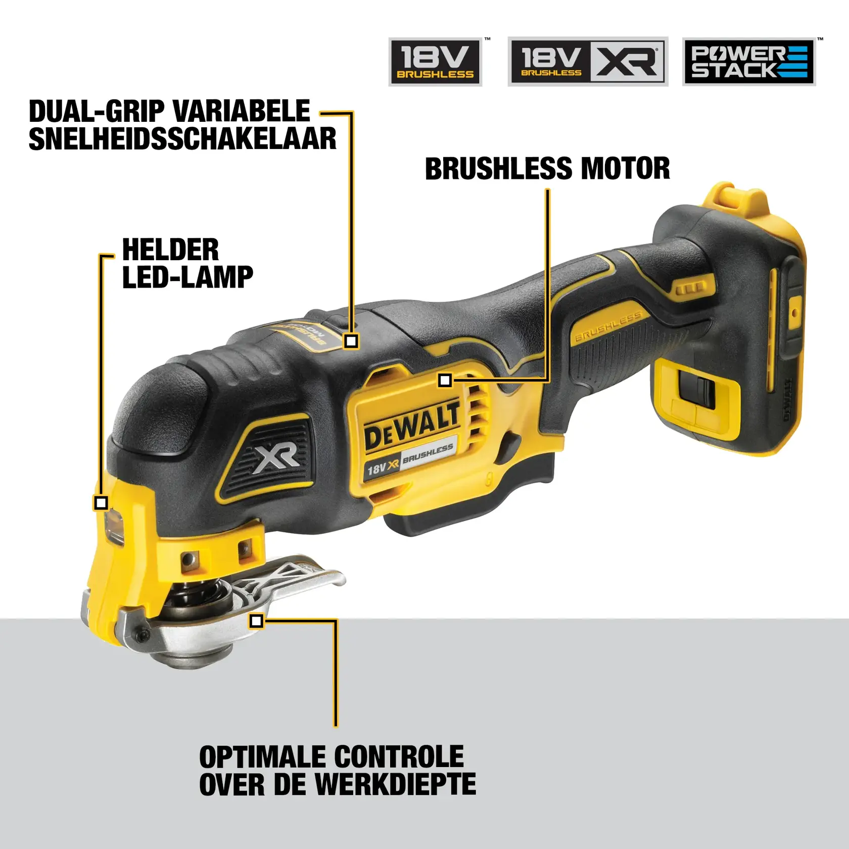 18V XR borstelloos oscillerend gereedschap - 1 X POWERSTACK Compact