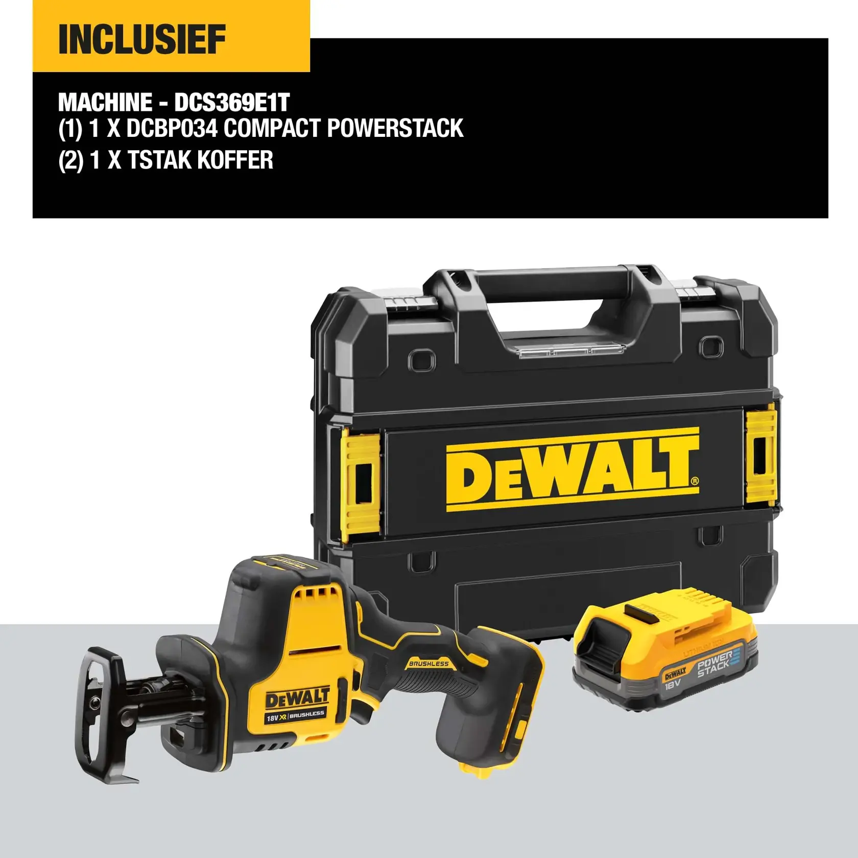 18V XR Brushless Sub Compact Reciprozaag - 1 X POWERSTACK Compact