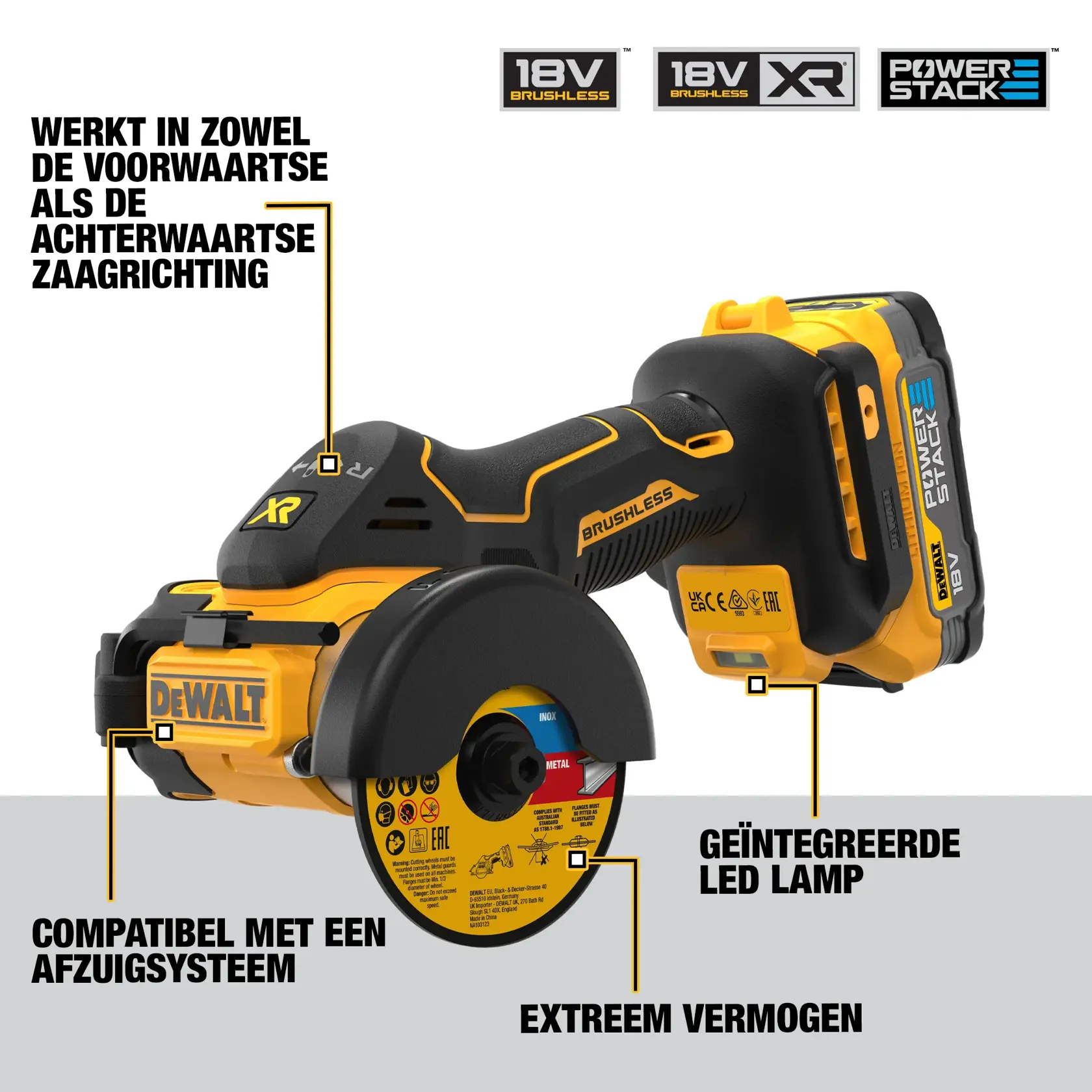18V XR Brushless 76MM doorslijpschijf - 1 X POWERSTACK