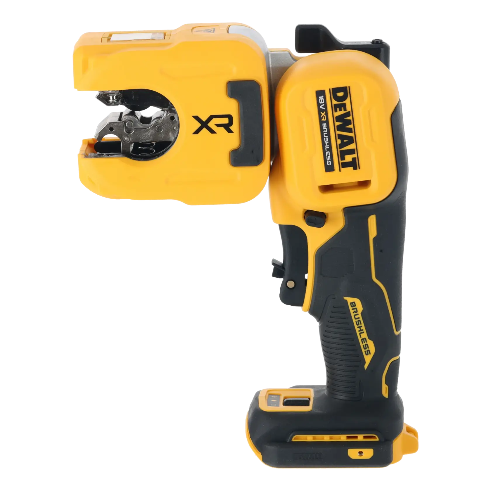 DEWALT photography tool DCE154N, DCE154N-XJ. Yellow-black, XR brushless. Compact handheld device.