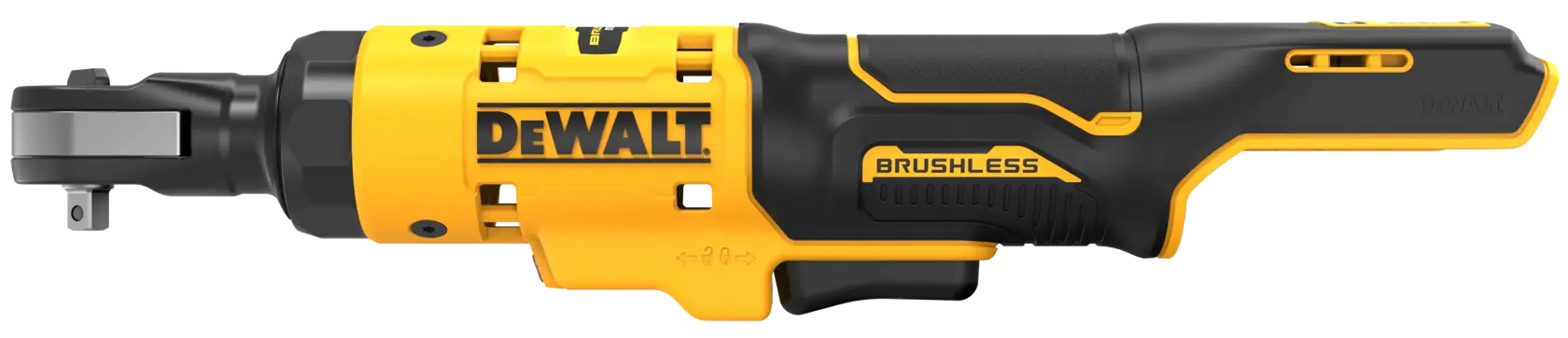 Llave de carraca inalámbrica sin escobillas de DEWALT, modelo DCF504N, en color amarillo y negro.