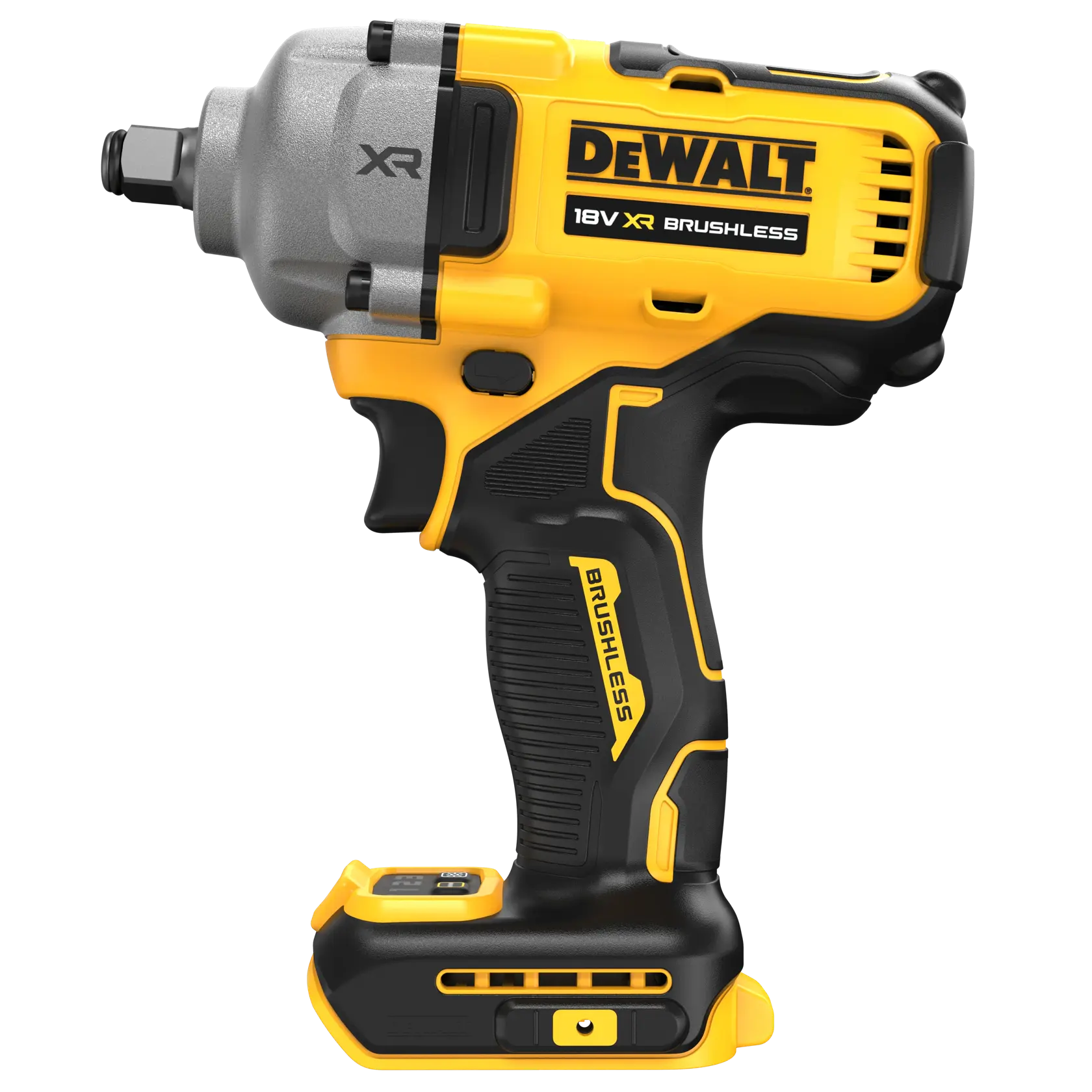 DEWALT 18V XR bürstenloser Akku-Schlagschrauber in Gelb und Schwarz vor weißem Hintergrund.