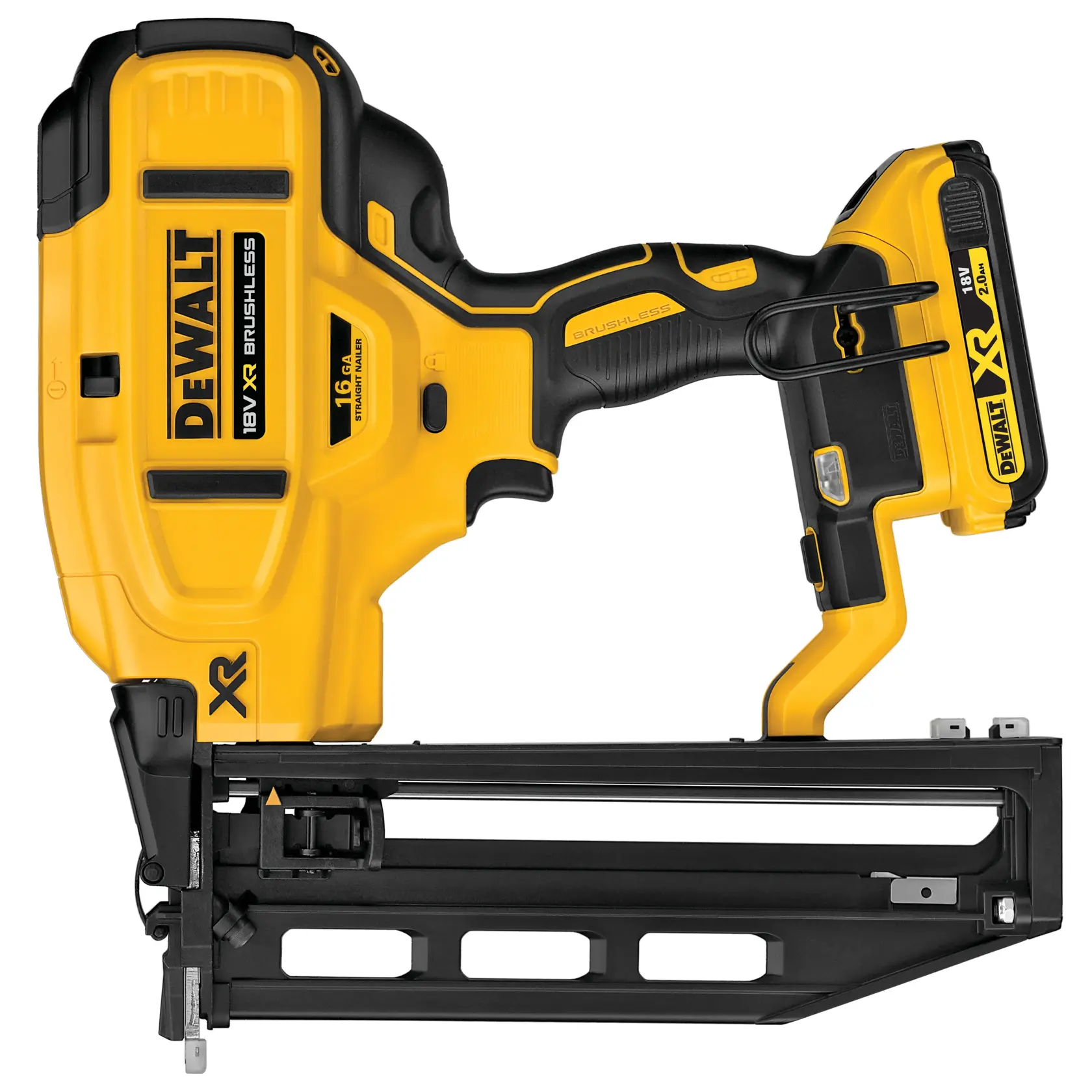 18V XR Brushless Cloueur de finition 1.6mm 16Ga (magasin droit) 2x 2.0Ah coffret standard