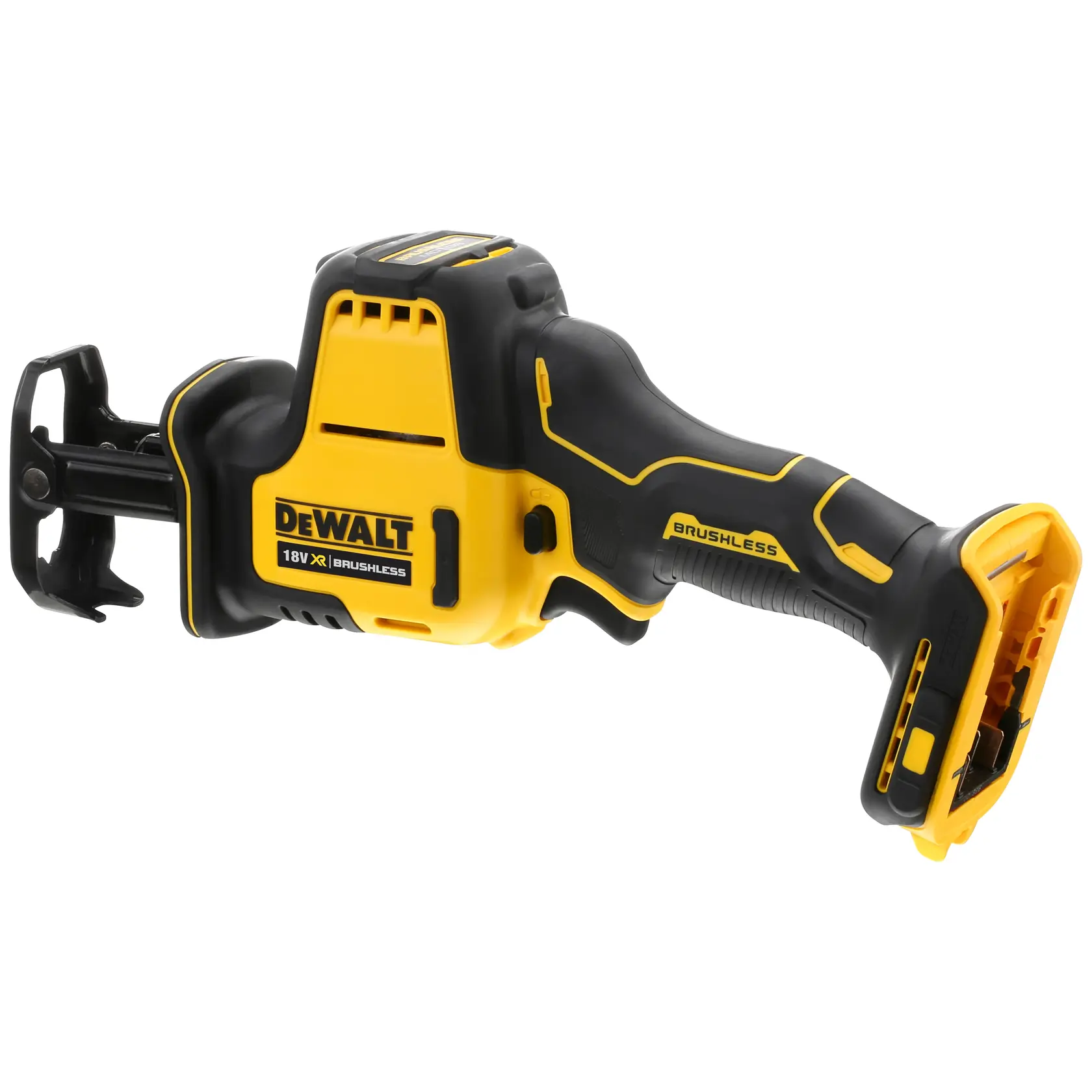 Photo of DEWALT reciprocating saw, yellow and black, SKUs DCS369N, DCZ1401P2X2-XE, DCS369, DCZ409P2-XE, DCZ601P2-XE