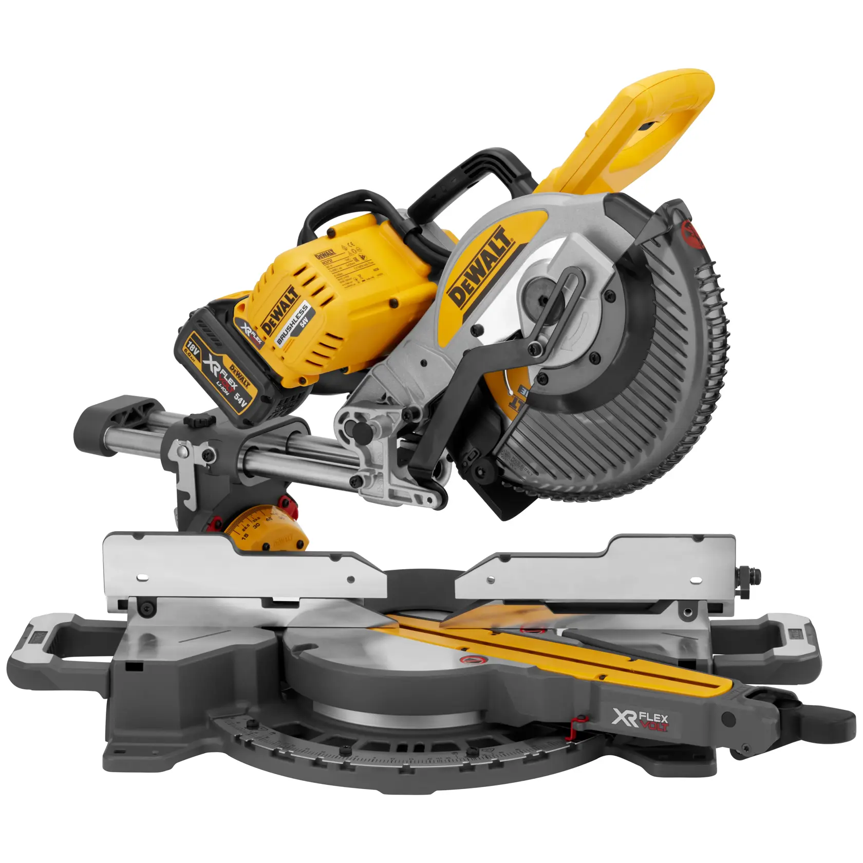 54V XR Flexvolt 250mm Scie à onglets radiale - 2x accus 6.0Ah et chargeur rapide