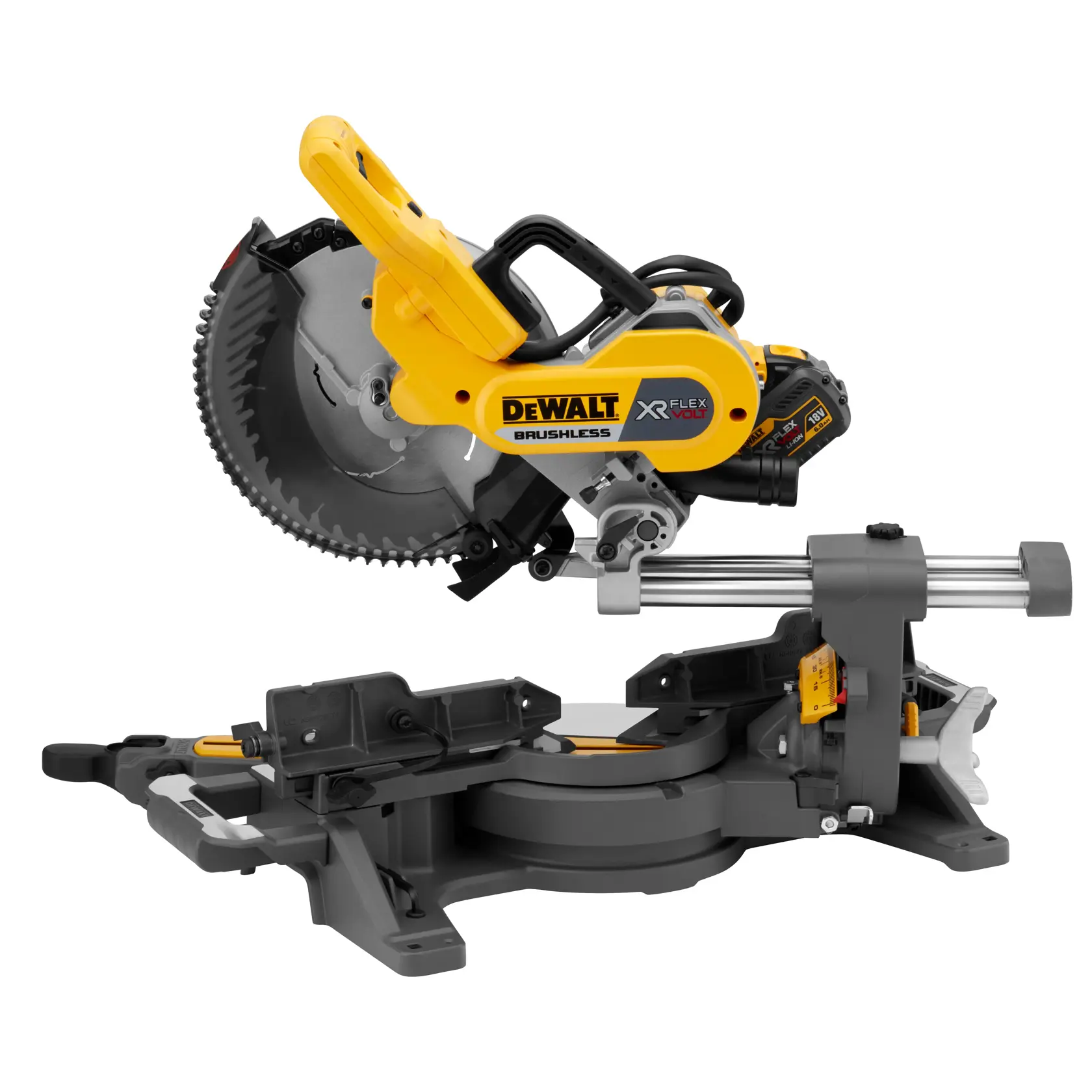 54V XR Flexvolt 250mm Scie à onglets radiale - 2x accus 6.0Ah et chargeur rapide