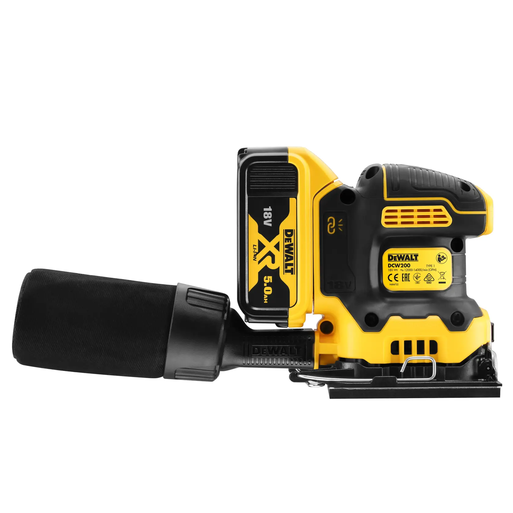 18V XR Brushless Ponceuse vibrante 1/4 de feuille 2x 5.0Ah en TSTAK®