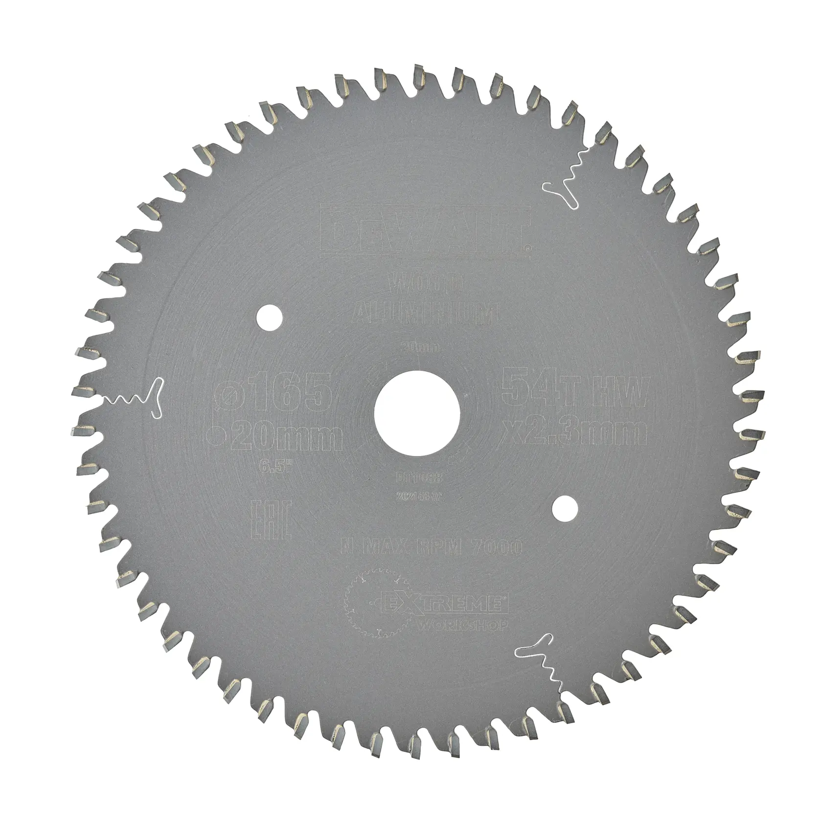 Lame circulaire DEWALT DT1088, 54 dents, pour bois et aluminium, diamètre 165mm, trou 20mm.