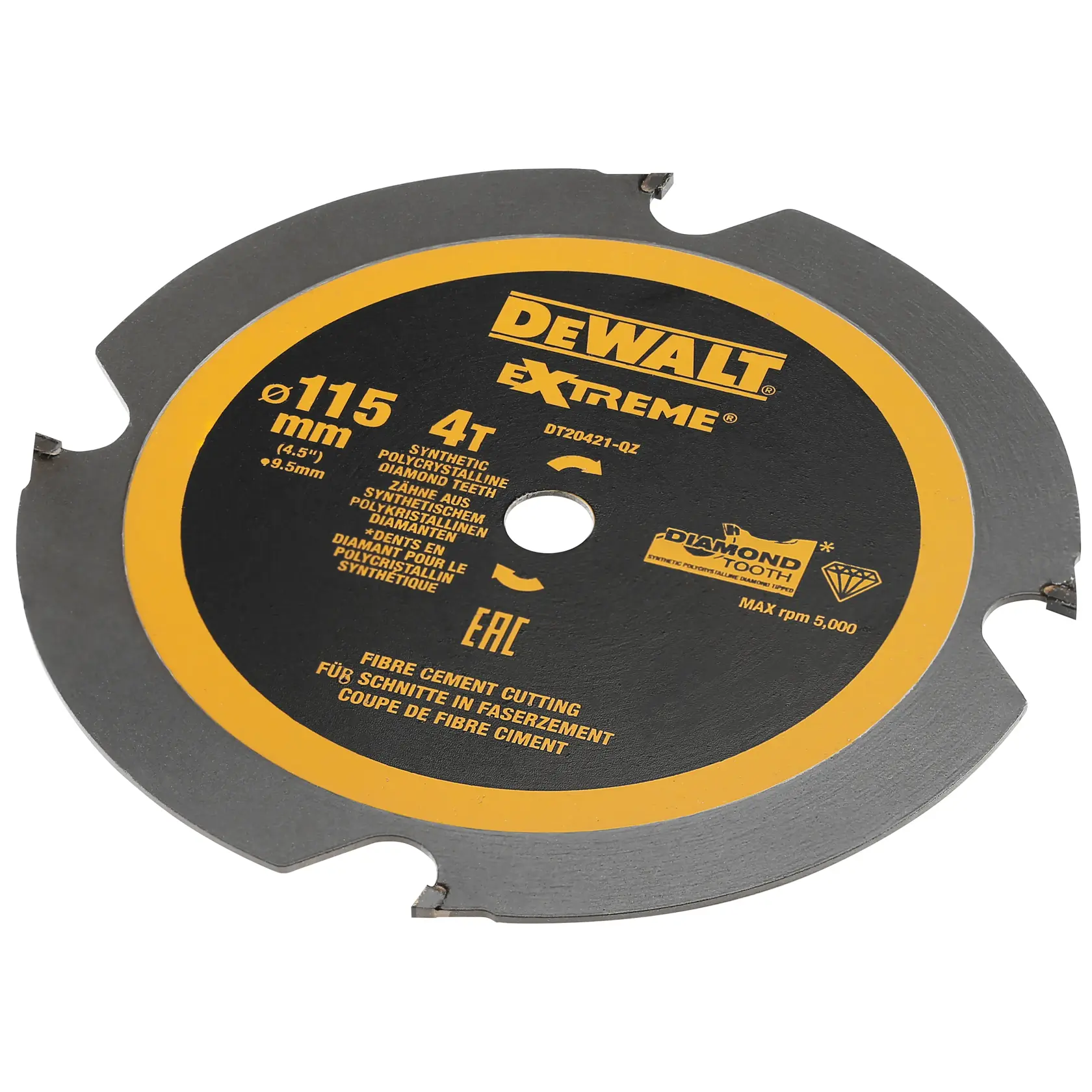 Lame DEWALT DT20421 Extreme pour couper du fibre-ciment, diamètre 115mm, dents diamantées.