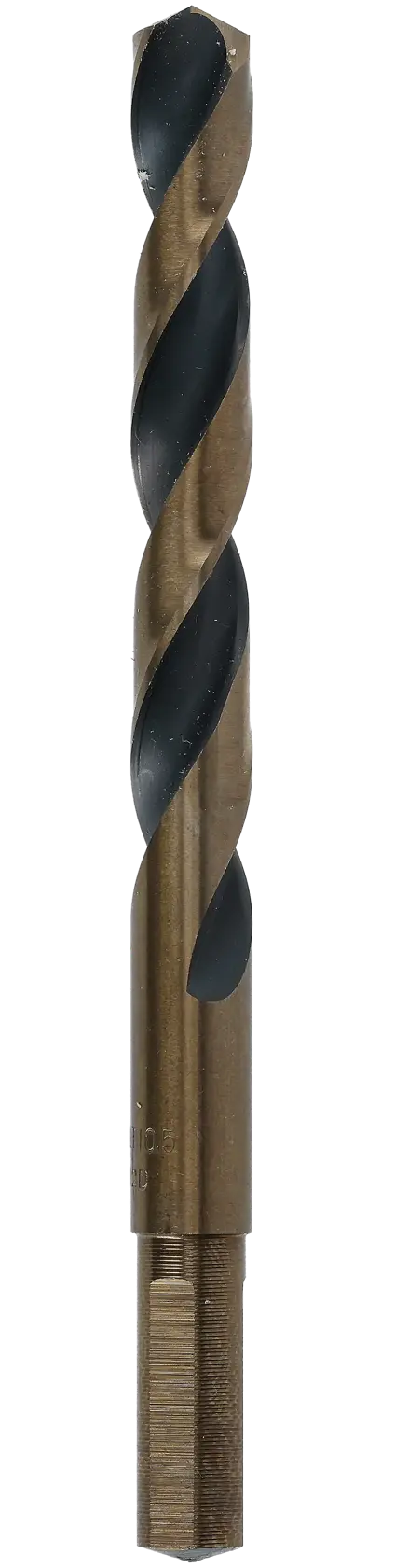 A DEWALT DT20531 metal drill bit with a twisted design and straight shank, shown upright on a white background.
