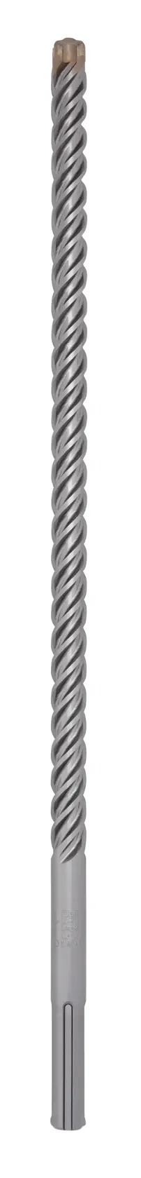 Foret métallique long et torsadé avec une tige solide pour perçage intensif sur fond blanc.