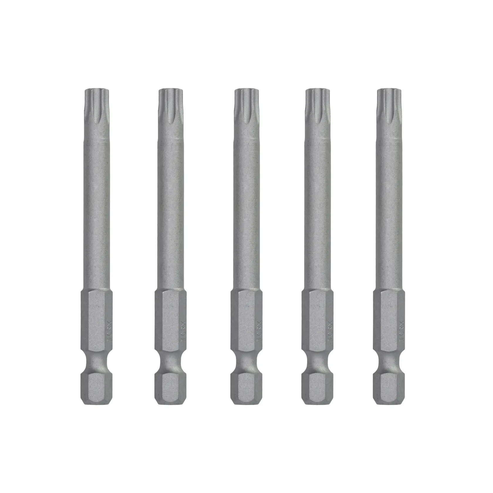 Juego de cinco puntas DEWALT DT7293 de vástago hexagonal, dispuestas verticalmente.