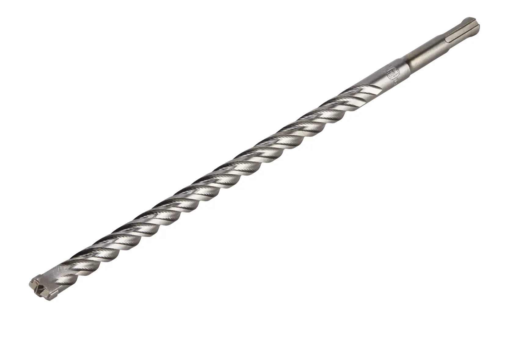 Una broca para mampostería DEWALT DT8937 SDS-plus con diseño de flauta en espiral, diseñada para perforar hormigón, piedra y superficies de mampostería.