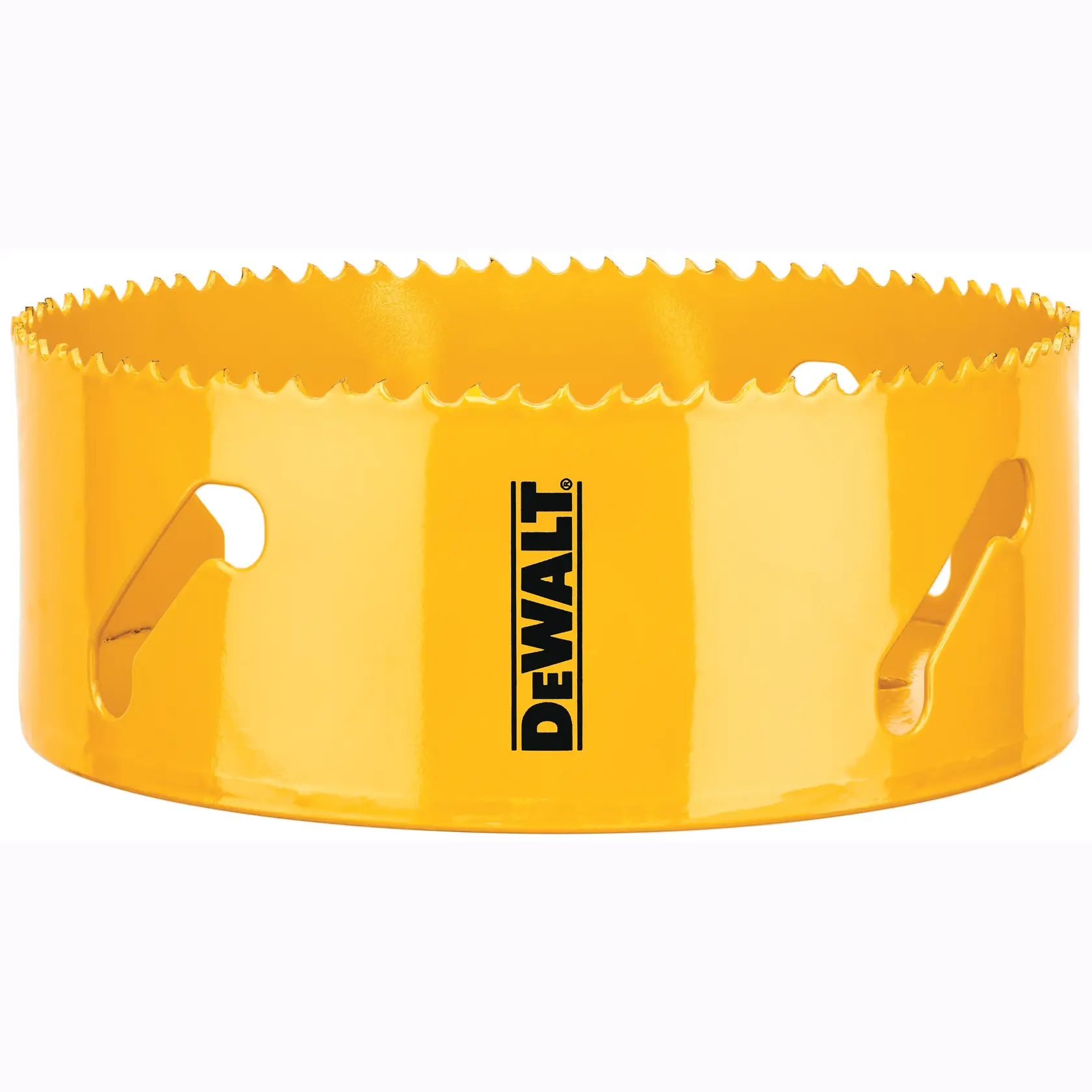 Scie cloche jaune DEWALT pour photographie, SKUs DT90345-QZ, DT90345 visibles.