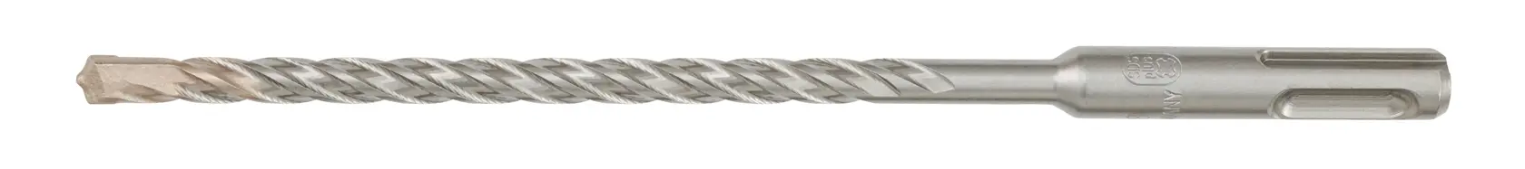 Broca SDS metálica DEWALT DT9512 con estrías en espiral, mostrada horizontalmente sobre fondo blanco.