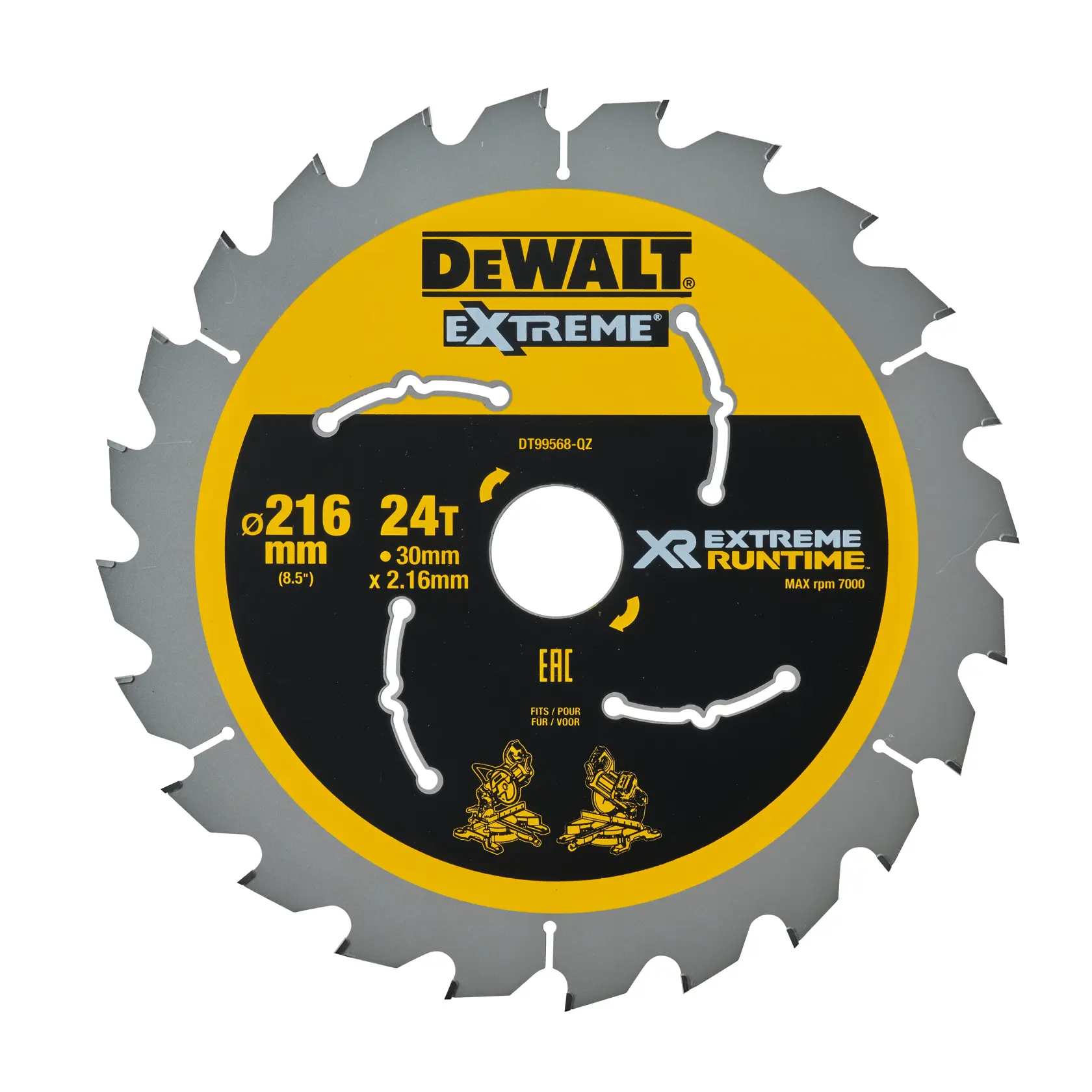 Lame de scie DEWALT Extreme 216mm 24T XR Runtime, lame circulaire pour outils.
