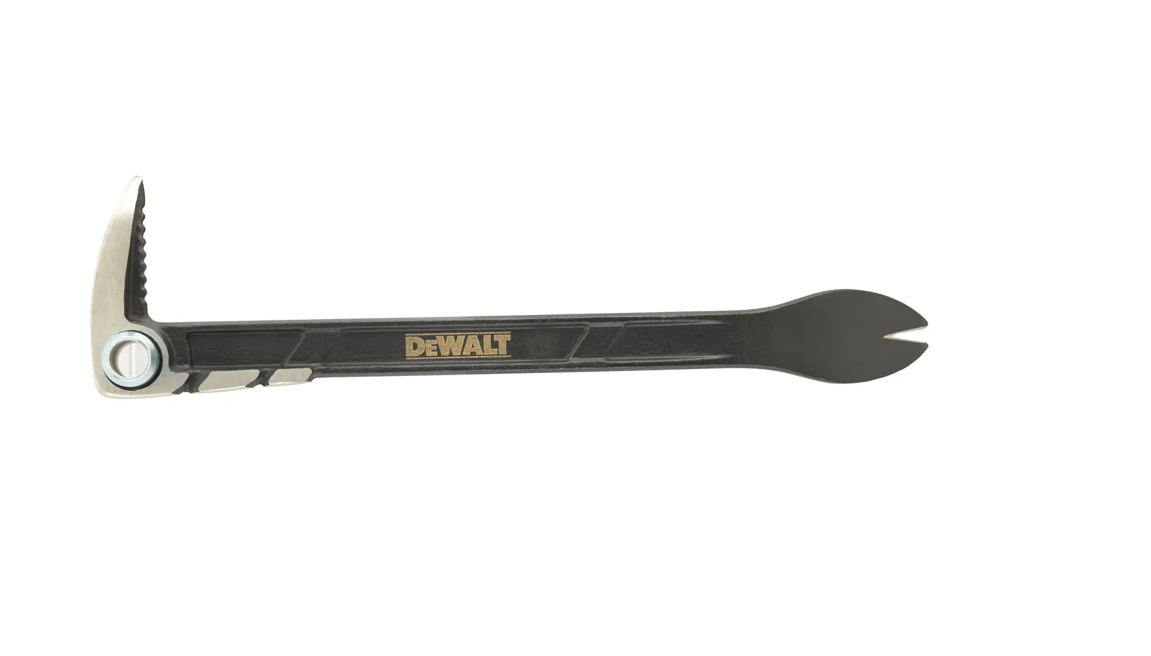 Outil DEWALT noir avec tête fourchue et inclinée pour démolition ou extraction de clous.