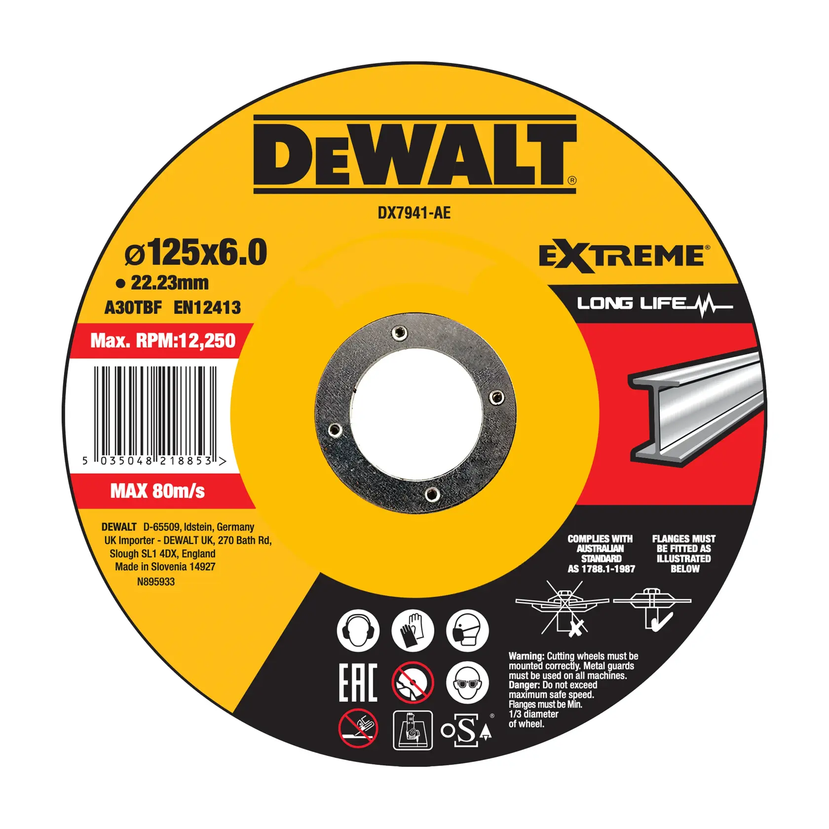 Meule DEWALT DX7941, DX7941-AE pour métal, 125x6 mm, Extreme Long Life, catégorie photographie.